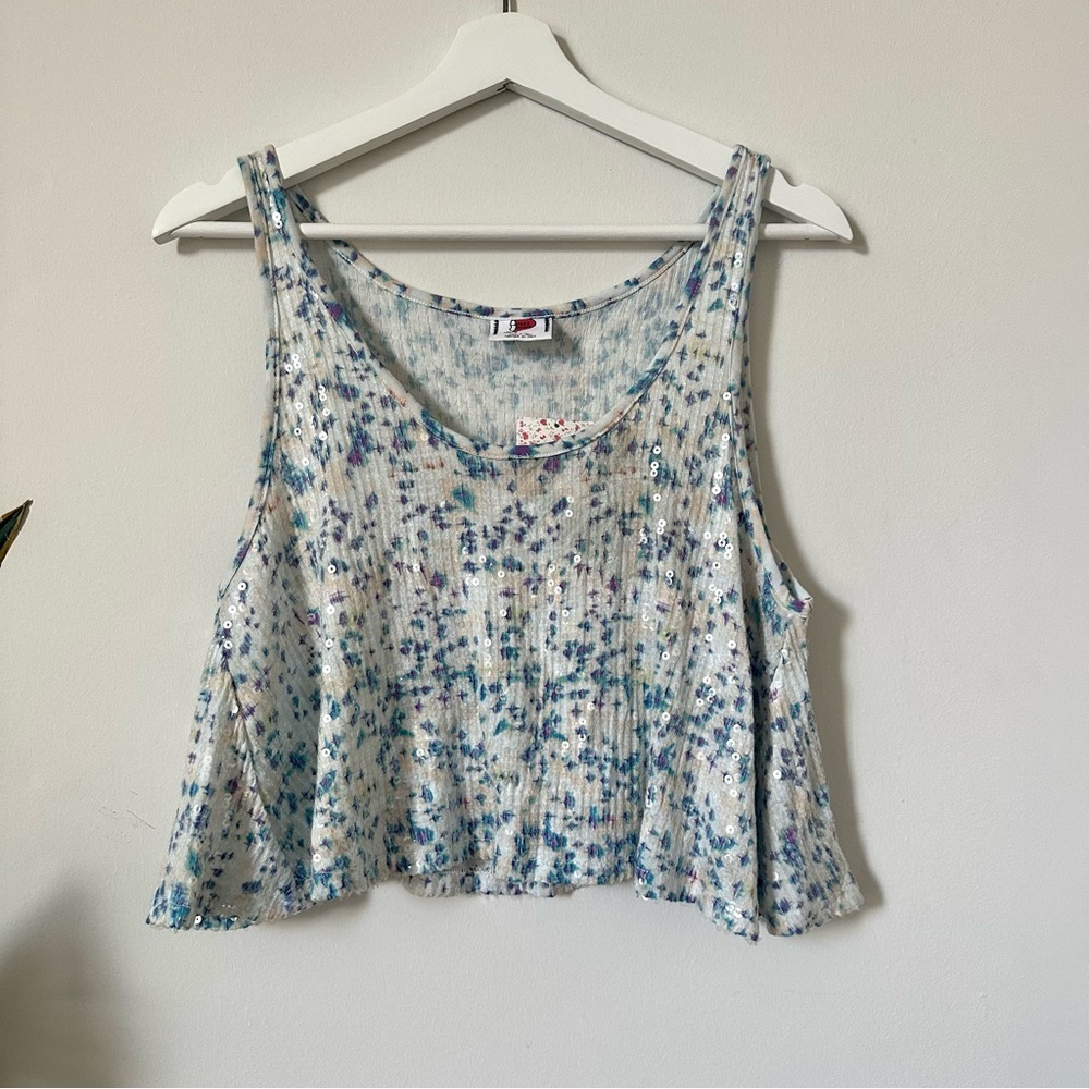NWT Free People Multicolor Sequin Crop Top Size S